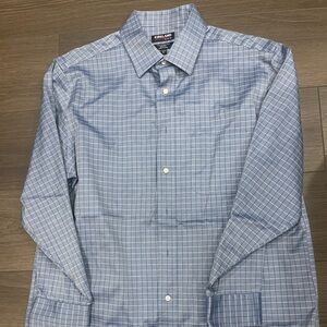 Kirkland Signature Light Blue Plaid Button Down Shirt